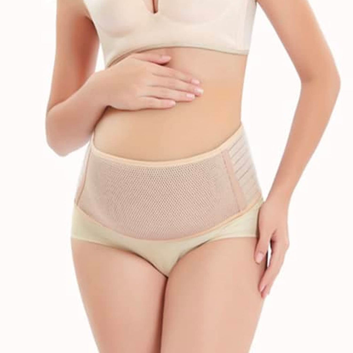 MUZOOY Women's Maternity Belt 2.0, Pregnancy Belly Band Antepartum  Abdominal Back Support Universal Size Beige 