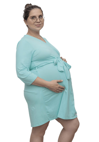 Solid Aqua Maternity Delivery Robe