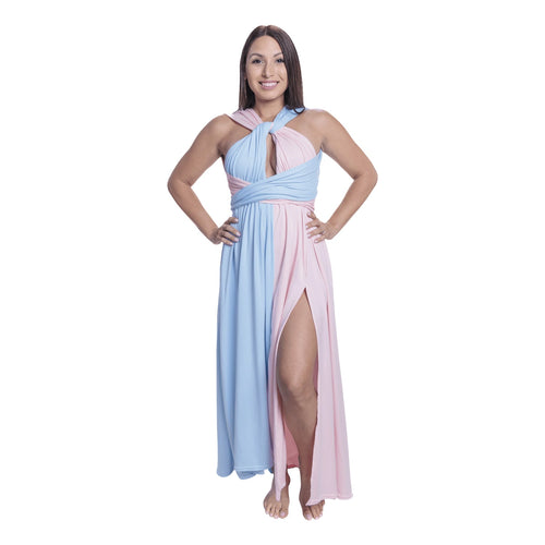 Pink & Blue Gender Reveal Maternity Baby-Shower Infinity Dress